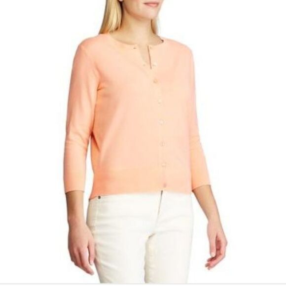 Chaps Sweaters - Chaps orange cardigan size M